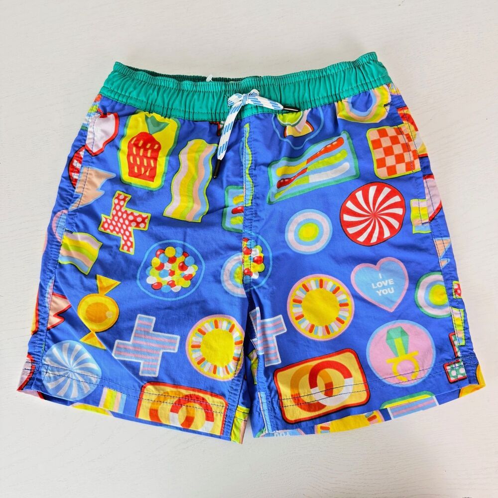 Nwt Crewcuts X Kid Made Modern Blue Candy Swim Trunks Boys Size 6